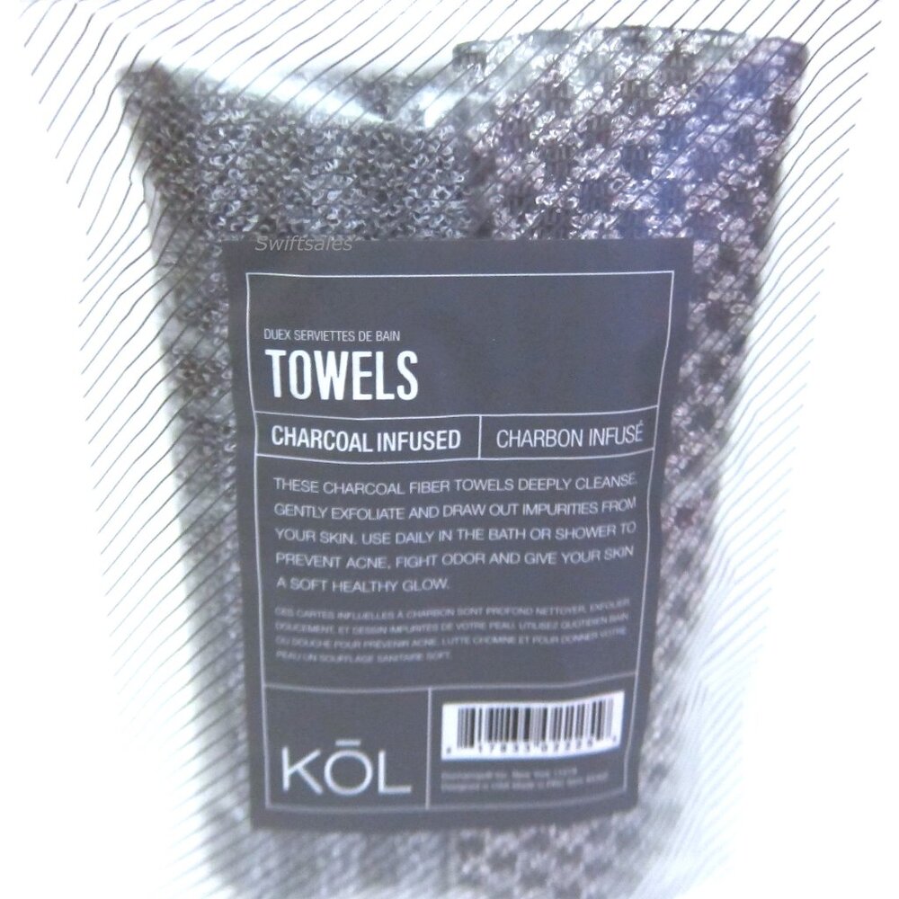 Donnamax KŌL 5302 Charcoal Infused Exfoliating Towels - Lot Of Four (4)